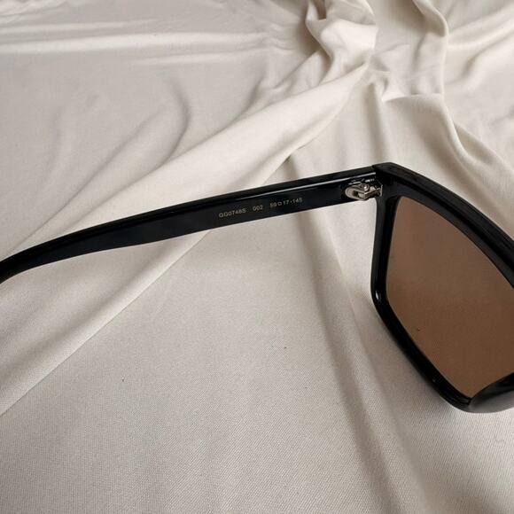 Gucci GG0748S Rectangular Sunglasses - Gold Frame, Brown Polarized Lenses